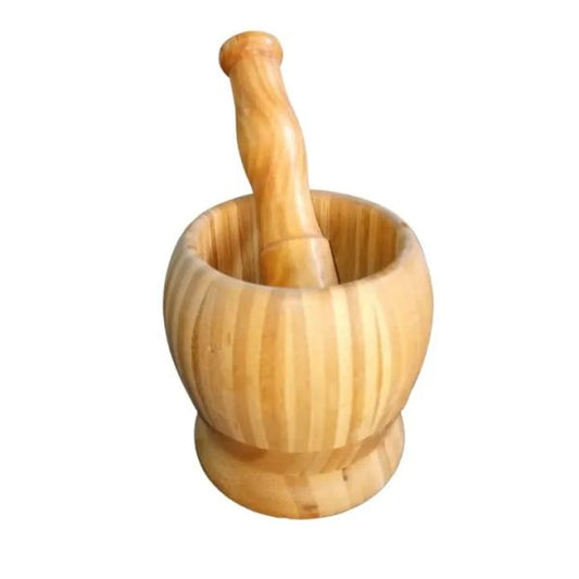 Wooden Pestle And Mortar For Crushing - Set