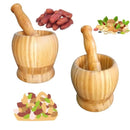 Wooden Pestle And Mortar For Crushing - Set