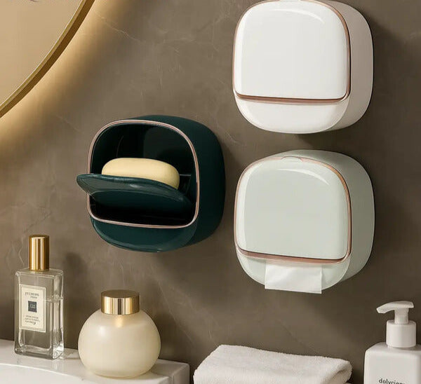 Luxury Self-Draining Soap Dispenser & Holder – Round Wall-Mounted Design (Random Color)
