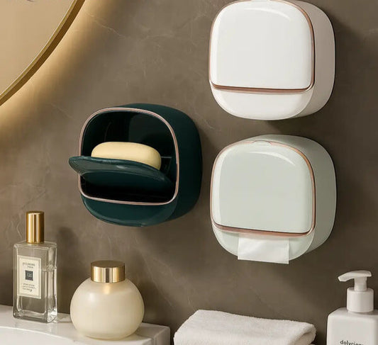 Luxury Self-Draining Soap Dispenser & Holder – Round Wall-Mounted Design (Random Color)