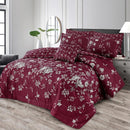 7 Pcs Cotton Salonica Printed Comforter Set - Maroon