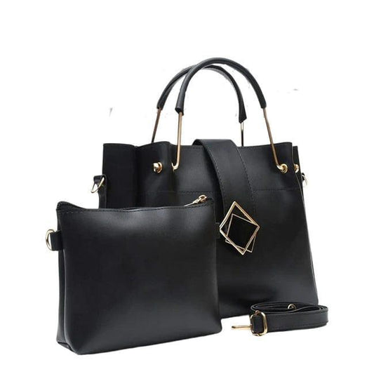 Chic Women's Faux Leather Shoulder Bag - 2 Pcs