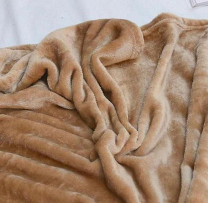 Fleece Plain Double Bed Blanket - Golden