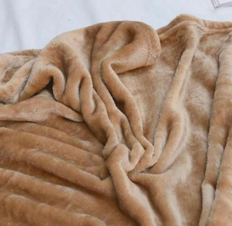 Fleece Plain Double Bed Blanket - Golden