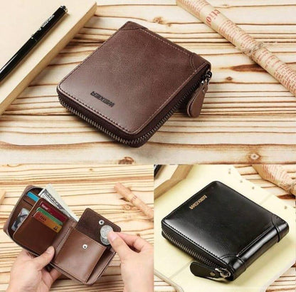 Men's Leather Zipper Wallet