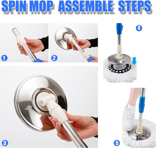 360° Rotating Head Mops with Bucket