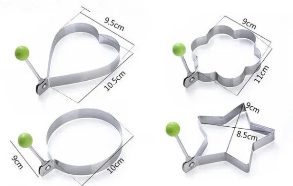 Egg Shaper Kitchen Tools Star, Heart, Round, Flower Shaped Stainless Steel (Pack of 4 )