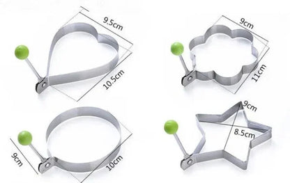 Egg Shaper Kitchen Tools Star, Heart, Round, Flower Shaped Stainless Steel (Pack of 4 )