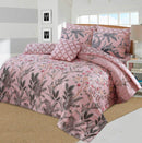 7 Pcs Cotton Salonica Printed Comforter Set-Pink