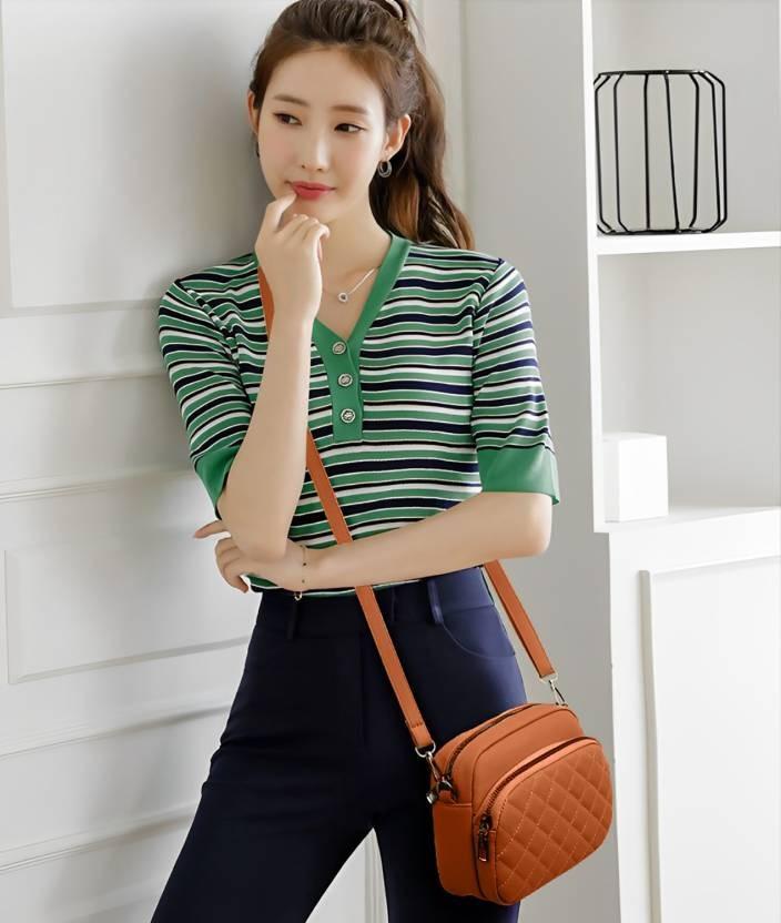 Chic Brown PU Leather Embroidered Women's Shoulder Bag