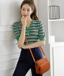 Chic Brown PU Leather Embroidered Women's Shoulder Bag