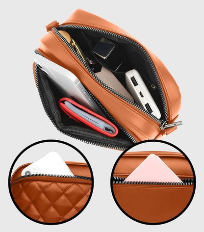 Chic Brown PU Leather Embroidered Women's Shoulder Bag