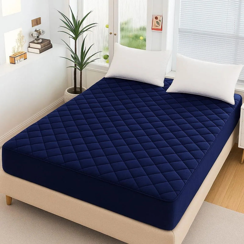 Cotton Plain Double Bed Mattress Cover