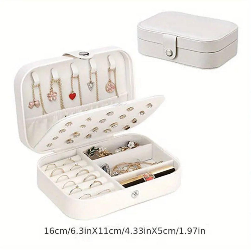 White Faux Leather Organizer Jewellery Box