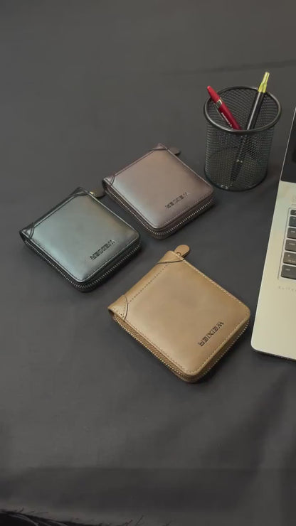 Men's Leather Zipper Wallet