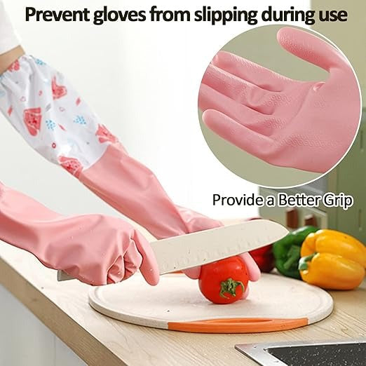 Long Dishwashing & Cleaning Gloves (2Pc)